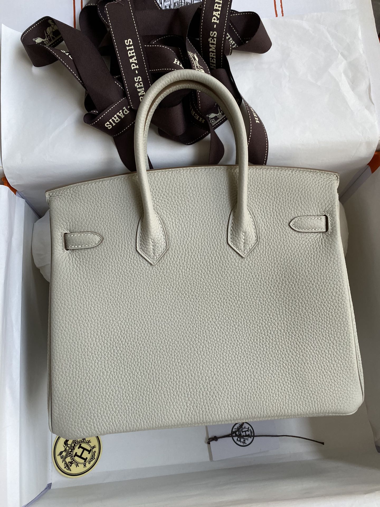 Hermes Birkin 25CM Togo Leather Handbag Pearl Gray